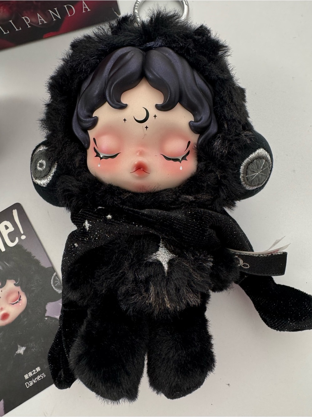 POP MART Skullpanda Darkness Black Moon Plush Doll Bag Charm Keychain Accessory - Picture 2 of 9
